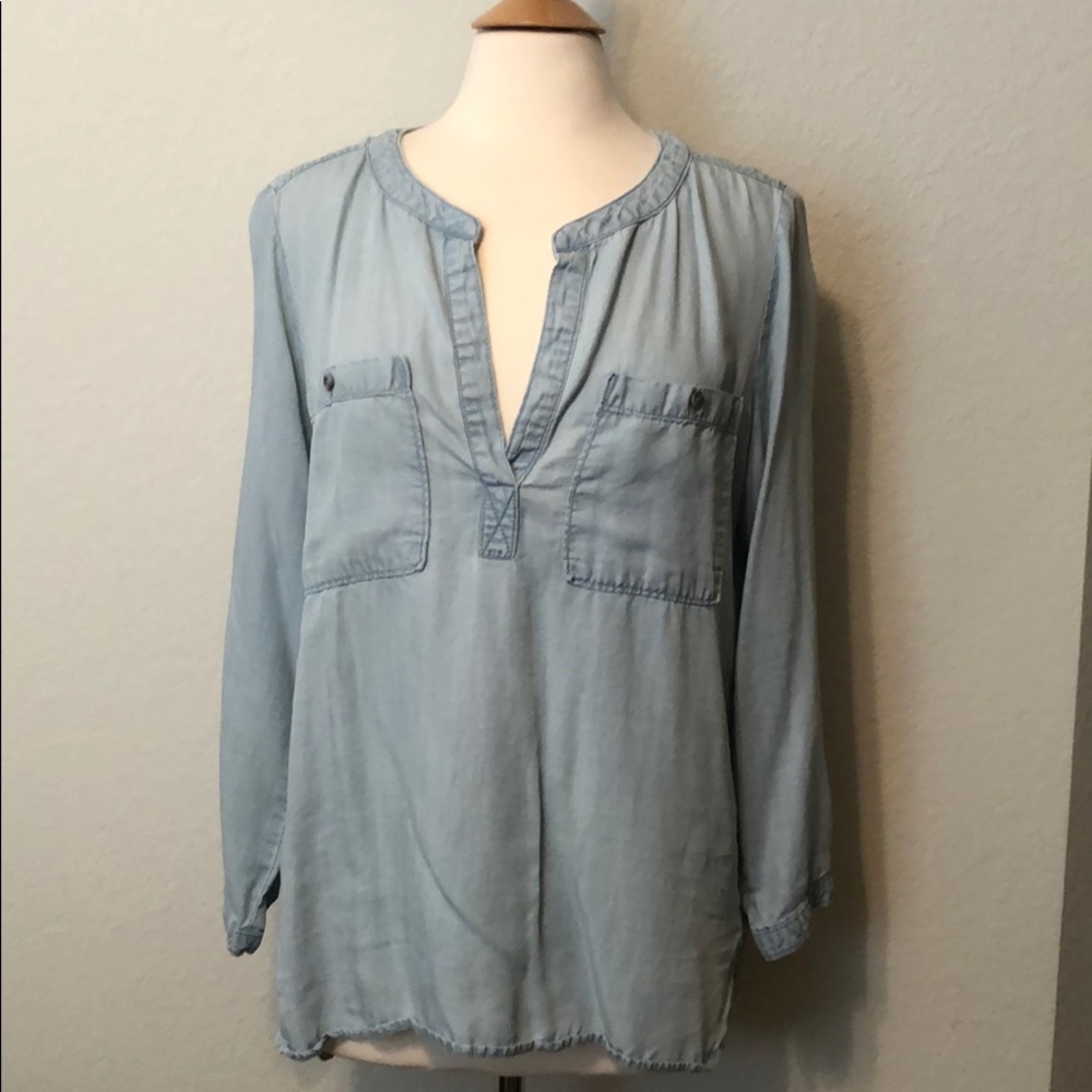 Chambray Tunic with 3/4 Sleeves from Anthropologie